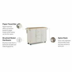 Best reviews of ❤️ Homestyles Dolly Madison Off White Wood Kitchen Cart 👏 -Bakers Racks Sales 2520659 2 L