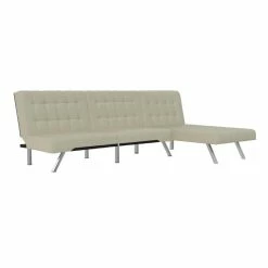 Best Pirce 🎉 DHP Emily Sectional Futon Sofa Bed With Convertible Chaise Lounger In Vanilla ❤️