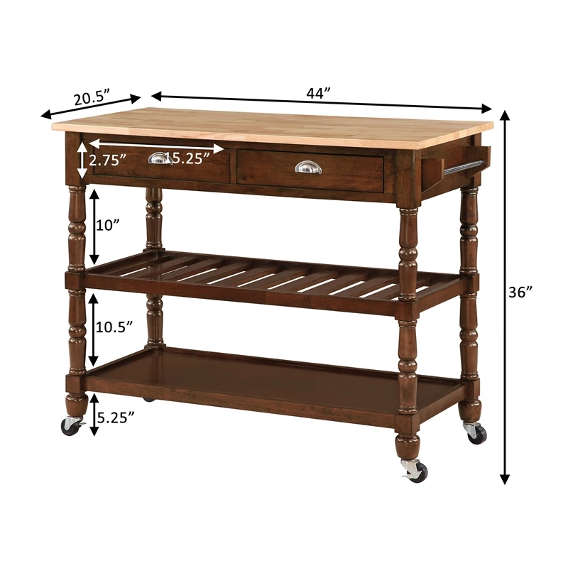 Best Pirce 😉 Convenience Concepts French Country Three-Tier Butcher Block Kitchen Cart W/Drawers In Espresso Wood ❤️ 9 Best Pirce 😉 Convenience Concepts French Country Three-Tier Butcher Block Kitchen Cart W/Drawers In Espresso Wood ❤️ - Image 9