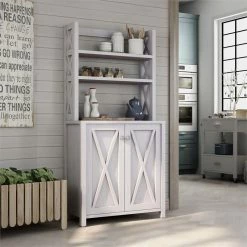 Coupon 🔥 Furniture Of America Chantria Rustic Wood 5-Shelf Baker Rack In White Oak ✔️ -Bakers Racks Sales 2529249 3 L