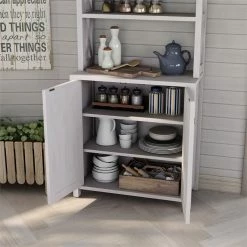 Coupon 🔥 Furniture Of America Chantria Rustic Wood 5-Shelf Baker Rack In White Oak ✔️ -Bakers Racks Sales 2529249 5 L