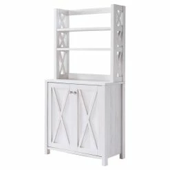 Coupon 🔥 Furniture Of America Chantria Rustic Wood 5-Shelf Baker Rack In White Oak ✔️