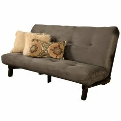 Best Pirce 💯 Kodiak Furniture Carson Wood Futon In Java Brown Finish With Suede Gray Mattress 👍