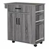 Discount 🎁 Better Home Products Shelby Rolling Kitchen Cart With Storage Cabinet - Gray 👍