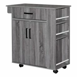 Discount 🎁 Better Home Products Shelby Rolling Kitchen Cart With Storage Cabinet - Gray 👍