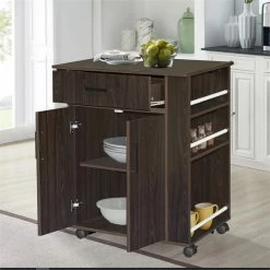 Top 10 🔥 Better Home Products Shelby Rolling Kitchen Cart With Storage Cabinet - Tobacco ⌛ -Bakers Racks Sales 2545232 5 L
