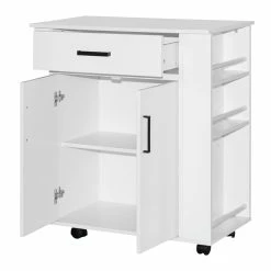 Best reviews of 😍 Better Home Products Shelby Rolling Kitchen Cart With Storage Cabinet - White ⌛ -Bakers Racks Sales 2545233 2 L