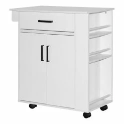 Best reviews of 😍 Better Home Products Shelby Rolling Kitchen Cart With Storage Cabinet - White ⌛