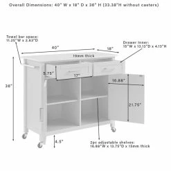 Brand new 🤩 Crosley Furniture Tristan 2-Door Modern Wood Kitchen Island In Navy/Natural 🔔 -Bakers Racks Sales 2567909 18 L