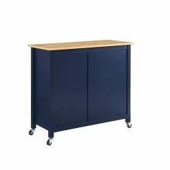 Brand new 🤩 Crosley Furniture Tristan 2-Door Modern Wood Kitchen Island In Navy/Natural 🔔 -Bakers Racks Sales 2567909 3 L