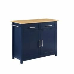 Brand new 🤩 Crosley Furniture Tristan 2-Door Modern Wood Kitchen Island In Navy/Natural 🔔 -Bakers Racks Sales 2567909 4 L