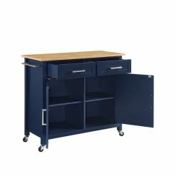Brand new 🤩 Crosley Furniture Tristan 2-Door Modern Wood Kitchen Island In Navy/Natural 🔔 -Bakers Racks Sales 2567909 6 L