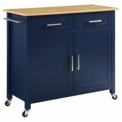 Brand new 🤩 Crosley Furniture Tristan 2-Door Modern Wood Kitchen Island In Navy/Natural 🔔