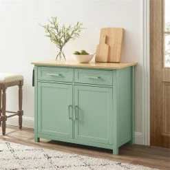Wholesale ❤️ Crosley Furniture Tristan 2-Door Modern Wood Kitchen Island In Green/Natural ✨ 24 Wholesale ❤️ Crosley Furniture Tristan 2-Door Modern Wood Kitchen Island In Green/Natural ✨ -Bakers Racks Sales 2567910 13 L