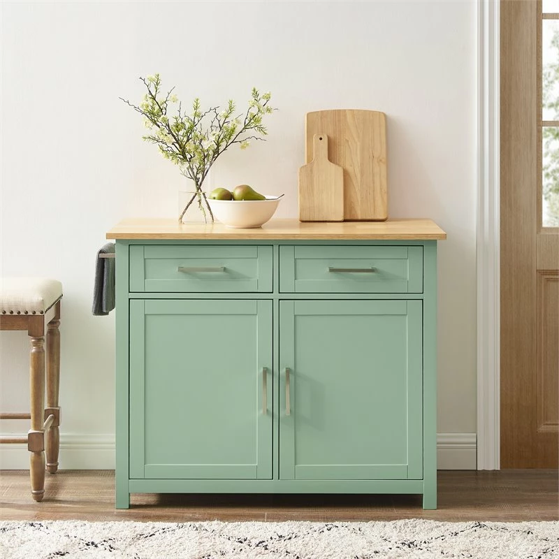 Wholesale ❤️ Crosley Furniture Tristan 2-Door Modern Wood Kitchen Island In Green/Natural ✨ 7 Wholesale ❤️ Crosley Furniture Tristan 2-Door Modern Wood Kitchen Island In Green/Natural ✨ - Image 7
