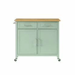 Wholesale ❤️ Crosley Furniture Tristan 2-Door Modern Wood Kitchen Island In Green/Natural ✨ 30 Wholesale ❤️ Crosley Furniture Tristan 2-Door Modern Wood Kitchen Island In Green/Natural ✨ -Bakers Racks Sales 2567910 2 L