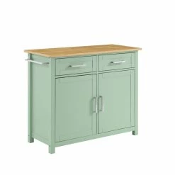 Wholesale ❤️ Crosley Furniture Tristan 2-Door Modern Wood Kitchen Island In Green/Natural ✨ 32 Wholesale ❤️ Crosley Furniture Tristan 2-Door Modern Wood Kitchen Island In Green/Natural ✨ -Bakers Racks Sales 2567910 4 L