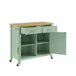 Wholesale ❤️ Crosley Furniture Tristan 2-Door Modern Wood Kitchen Island In Green/Natural ✨ 34 Wholesale ❤️ Crosley Furniture Tristan 2-Door Modern Wood Kitchen Island In Green/Natural ✨ -Bakers Racks Sales 2567910 6 L