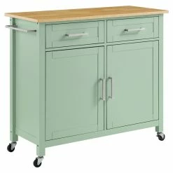 Wholesale ❤️ Crosley Furniture Tristan 2-Door Modern Wood Kitchen Island In Green/Natural ✨