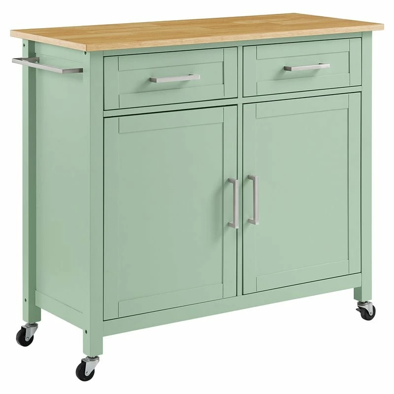 Wholesale ❤️ Crosley Furniture Tristan 2-Door Modern Wood Kitchen Island In Green/Natural ✨ 1 Wholesale ❤️ Crosley Furniture Tristan 2-Door Modern Wood Kitchen Island In Green/Natural ✨