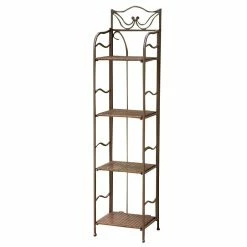 Promo ✔️ International Caravan Valencia 4 Tier 13" Bakers Rack In Antique Brown 🎁